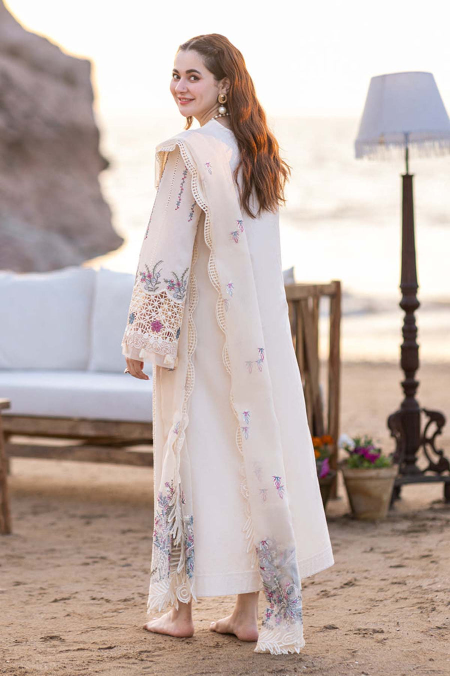 3 Piece Stitched Luxury Chikankari Embroidery Suit - Ready To Wear