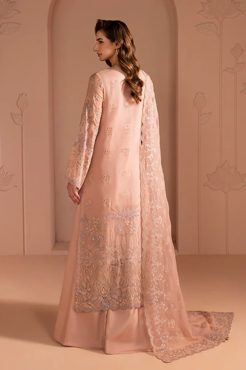 Designer Chiffon Formal Suit: Blush Petal Embroidery Ready To Wear