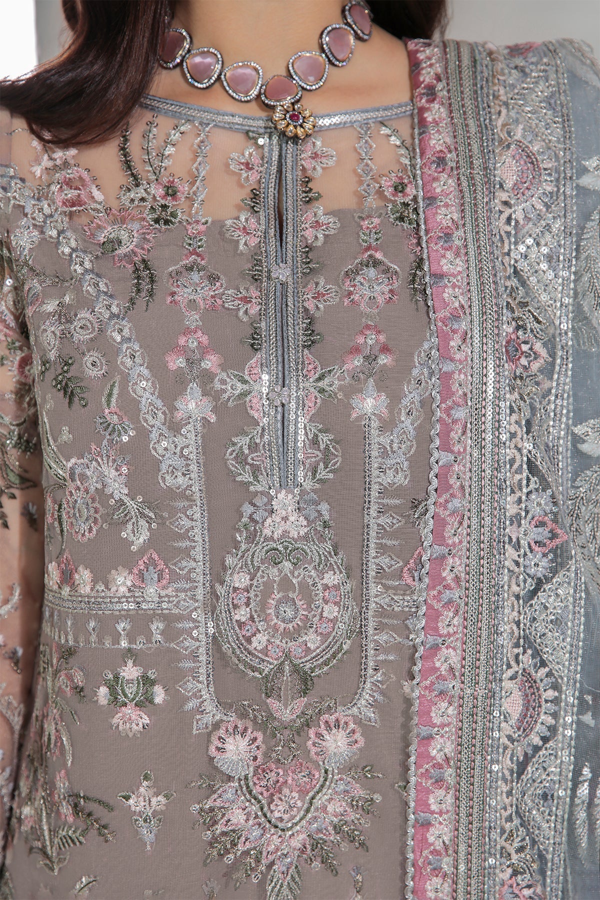 Designer Suit Baroque Chantelle Embroidered Net 3PC Ready To Wear