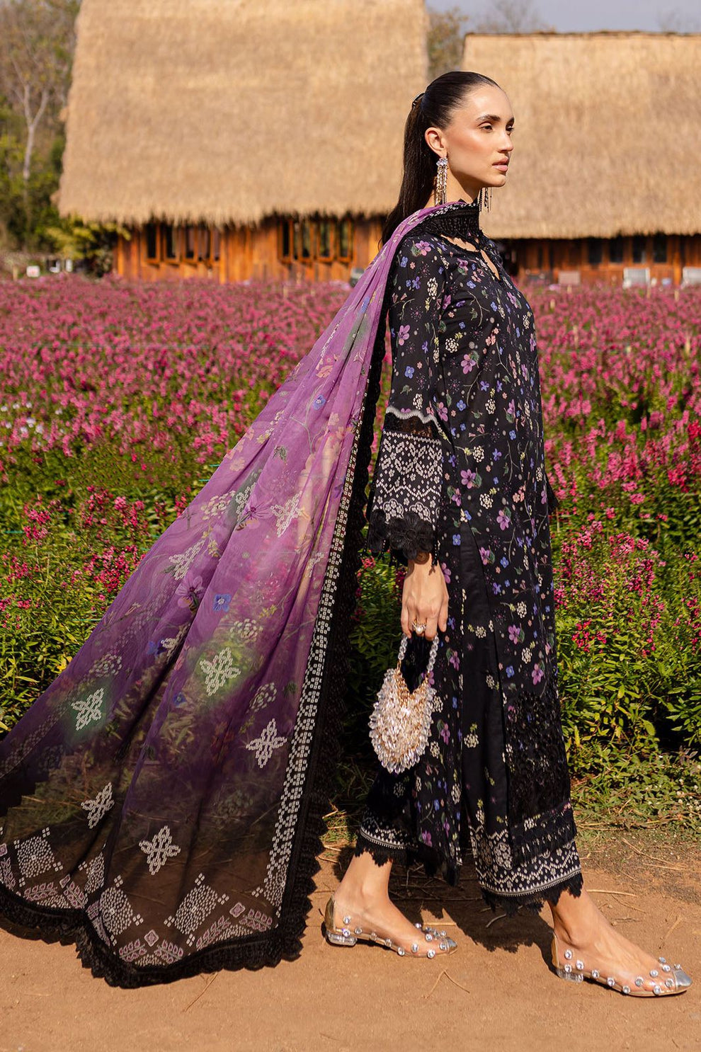 3 Piece Stitched Lawn Suit - Ready To Wear