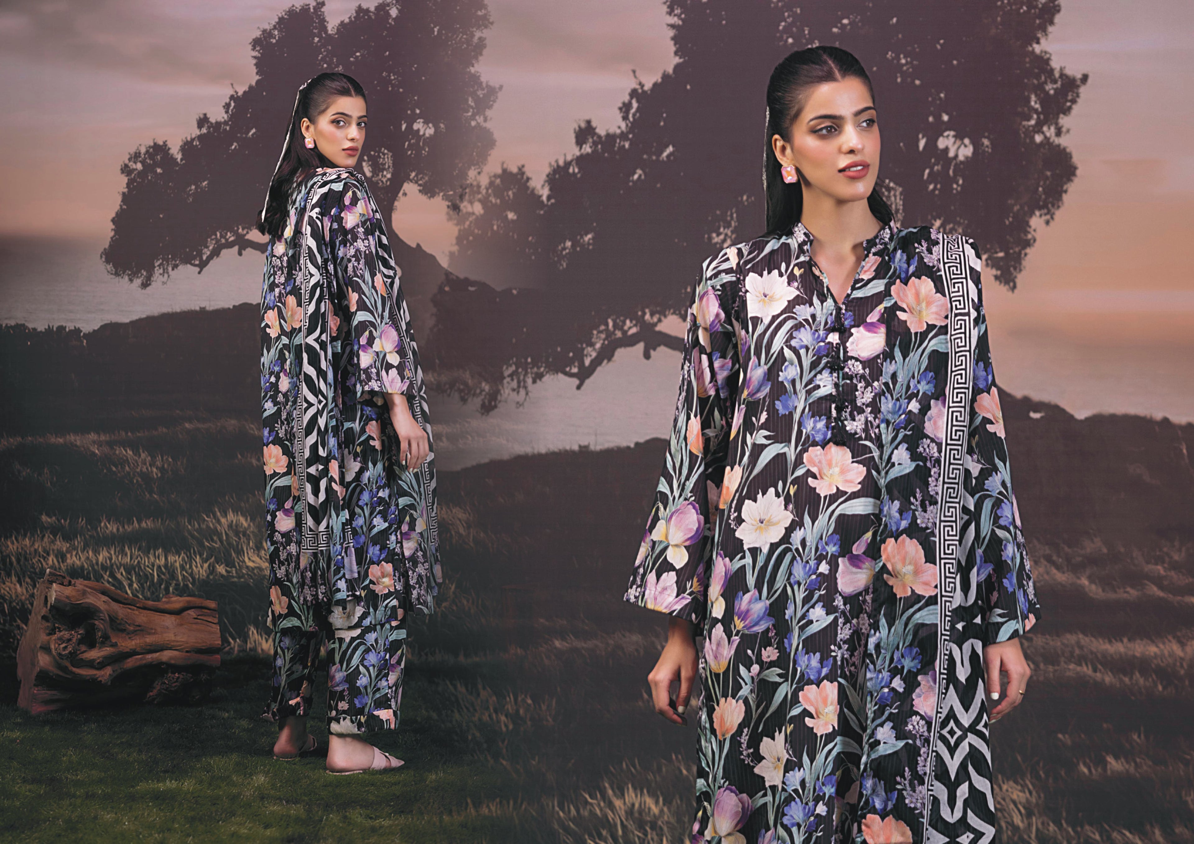 3 Piece Stitched Lawn Suit - Ready To Wear