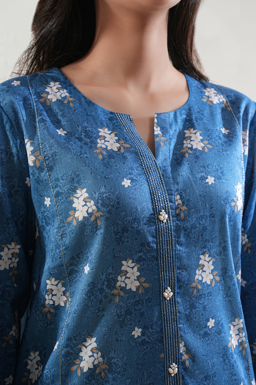 3 Piece Stitched Lawn Suit - Ready To Wear