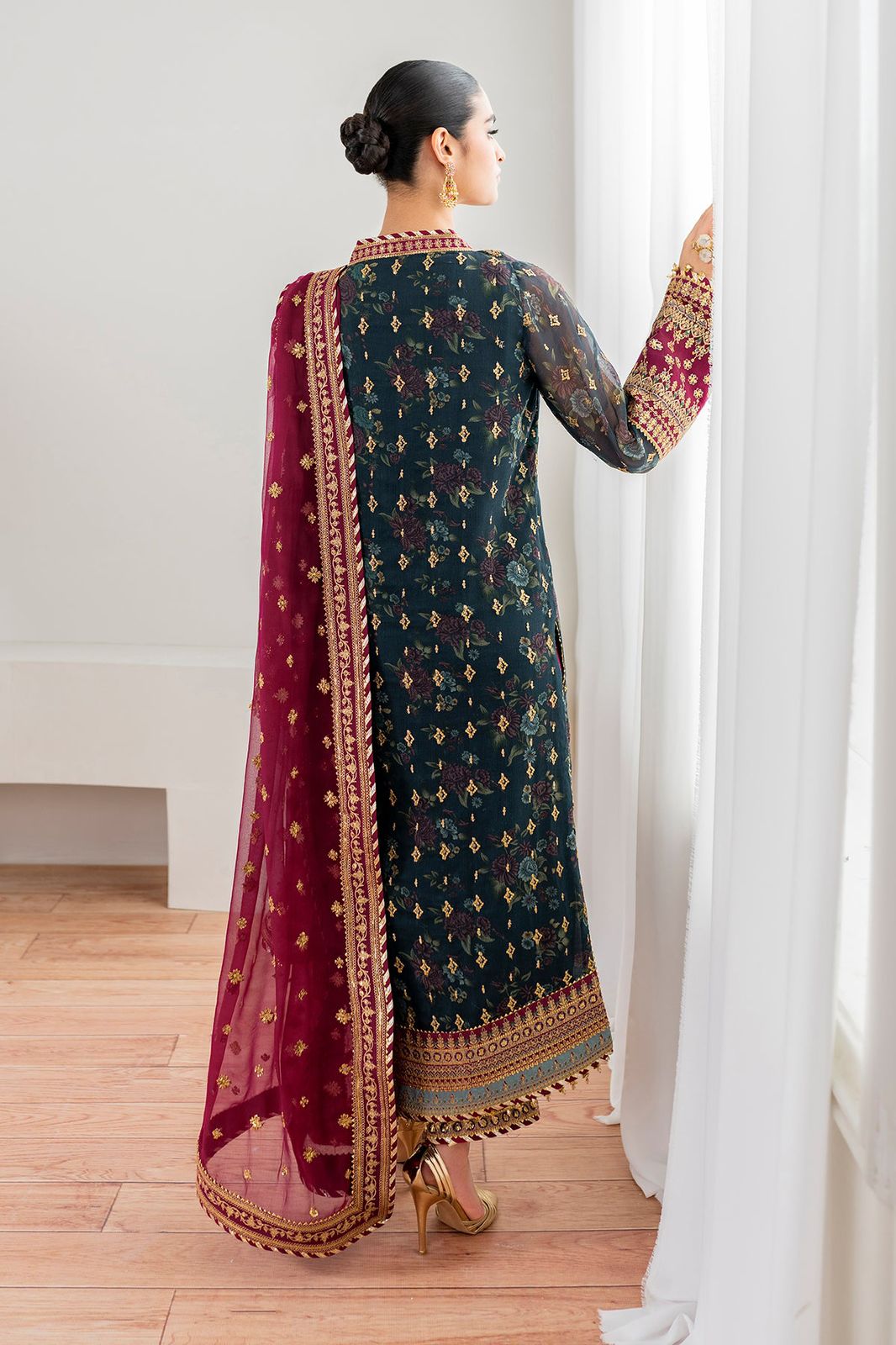 3 Piece Stitched Chiffon Embroidery Suit - Ready To Wear