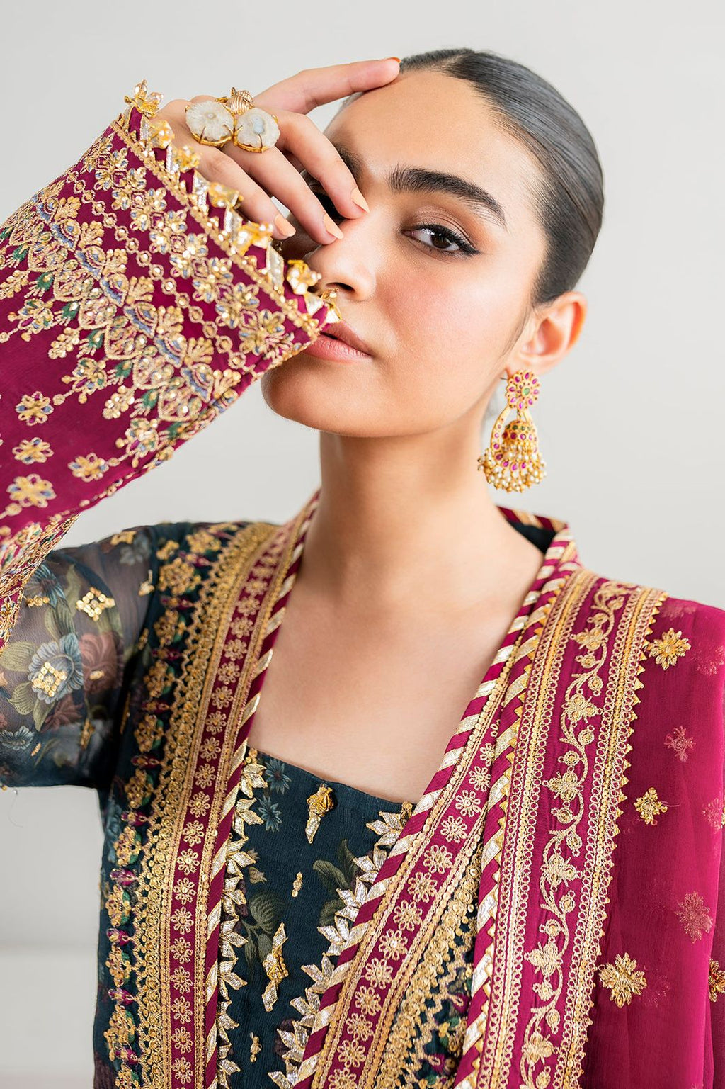 3 Piece Stitched Chiffon Embroidery Suit - Ready To Wear